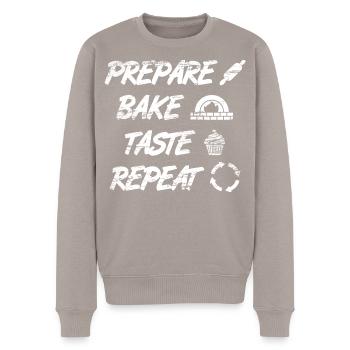 Vorbereiten Backen Probieren Wiederholen - Männer Premium Bio Pullover - Taupe - Vorne - Nico (187cm)