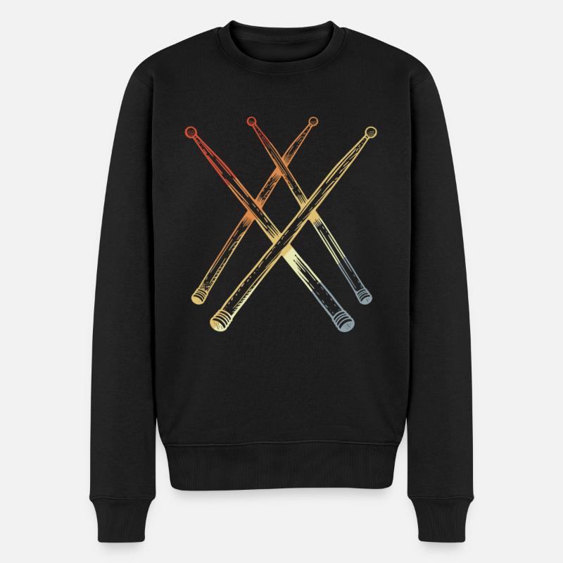 Retro Schlagzeugstöcke Skizze - Männer Premium Bio Pullover - Schwarz