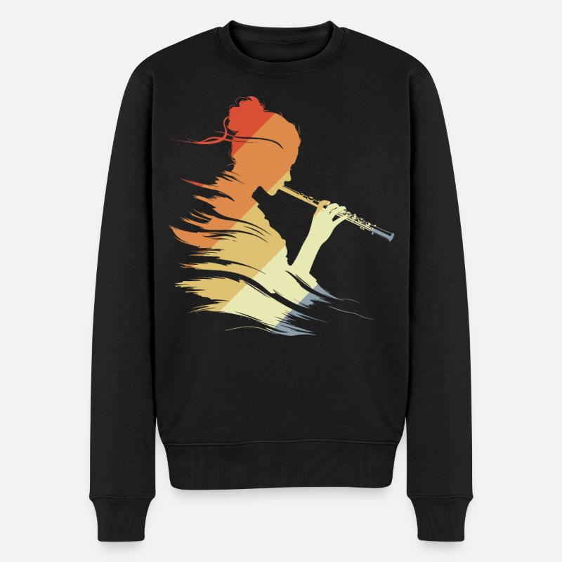 Flûte Girl Graphique Rétro - Pull Premium bio Homme - noir