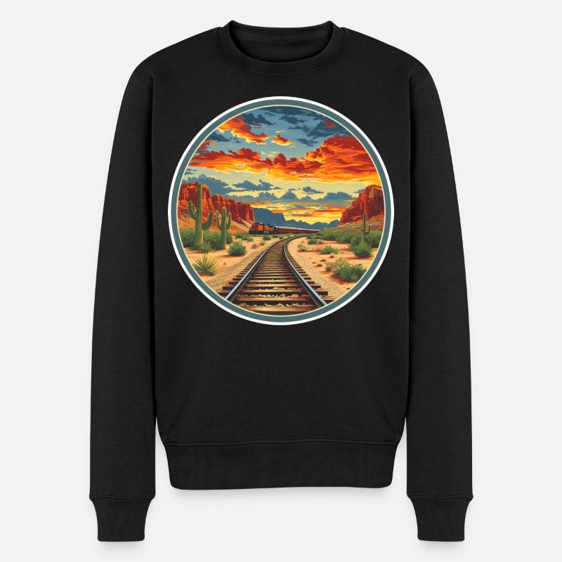 Eisenbahn - Männer Premium Bio Pullover - Schwarz