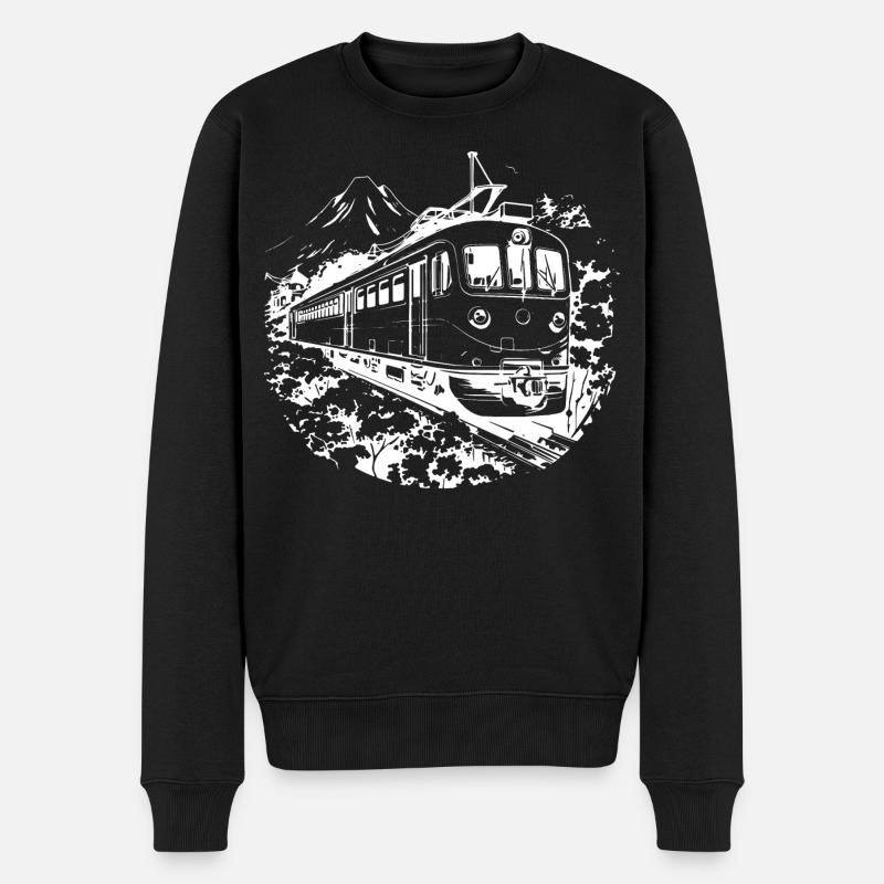 Eisenbahn Grafik - Männer Premium Bio Pullover - Schwarz