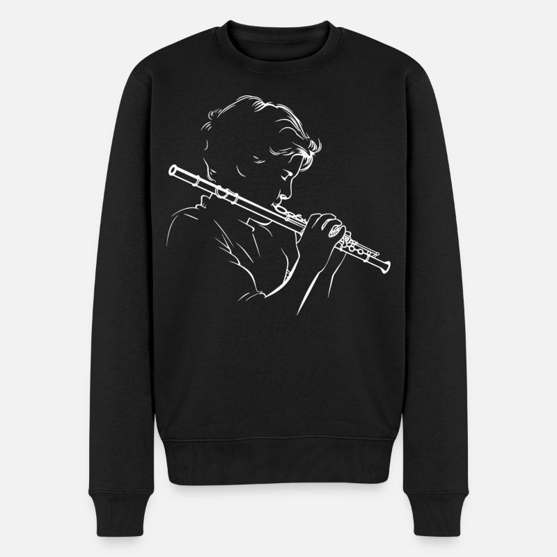 Flûte Garçon Line Art - Pull Premium bio Homme - noir