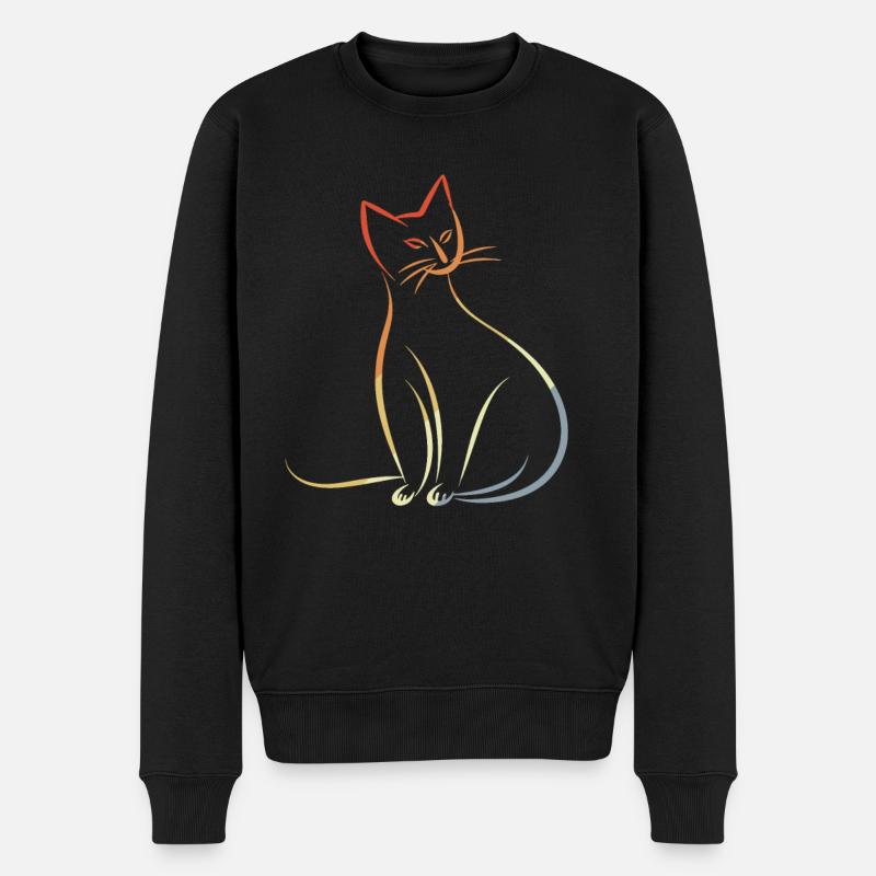 Croquis de chat rétro - Pull Premium bio Homme - noir