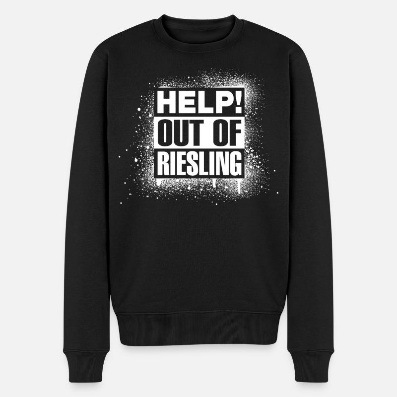 HELP! Out of Riesling - Männer Premium Bio Pullover - Schwarz