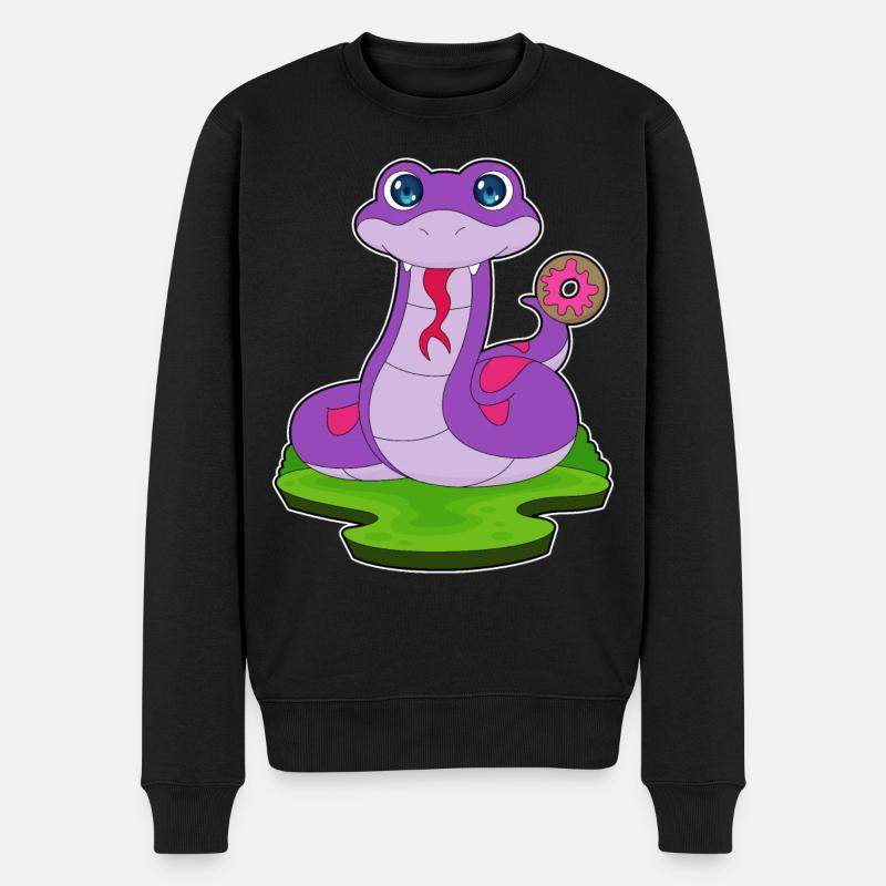 Schlange Donut - Männer Premium Bio Pullover - Schwarz