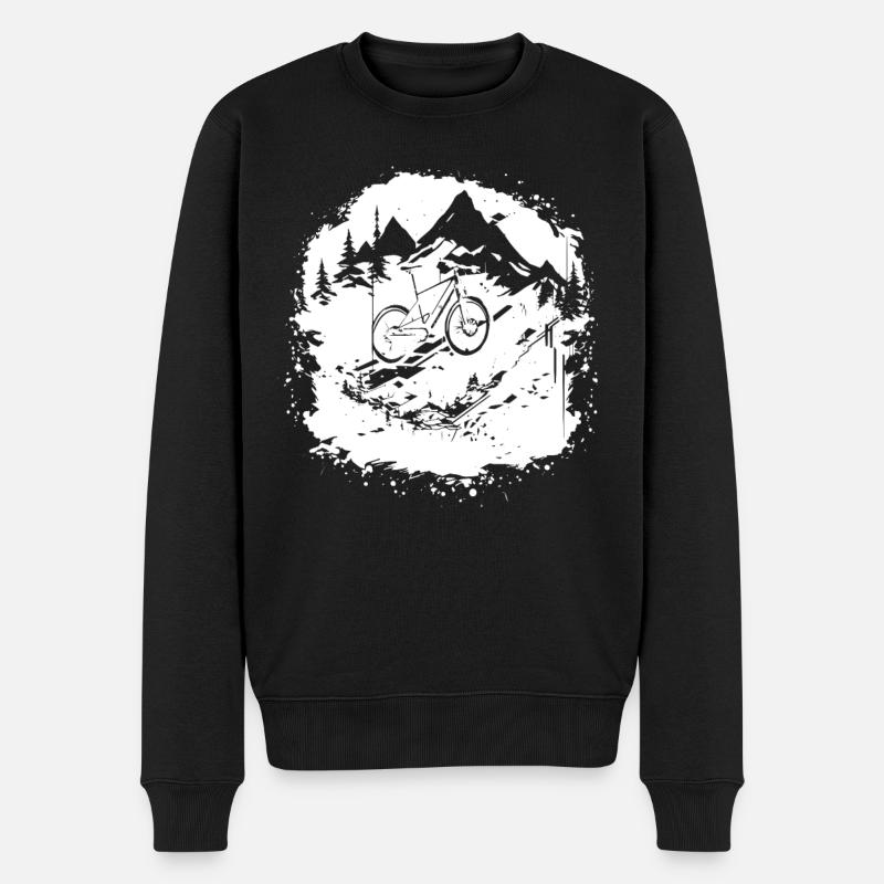 Mountainbike Grafik - Männer Premium Bio Pullover - Schwarz