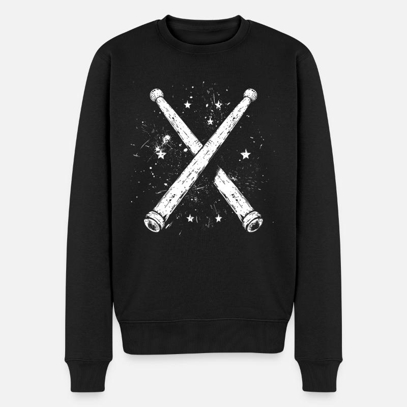 Schlagzeugstöcke Grafik - Männer Premium Bio Pullover - Schwarz