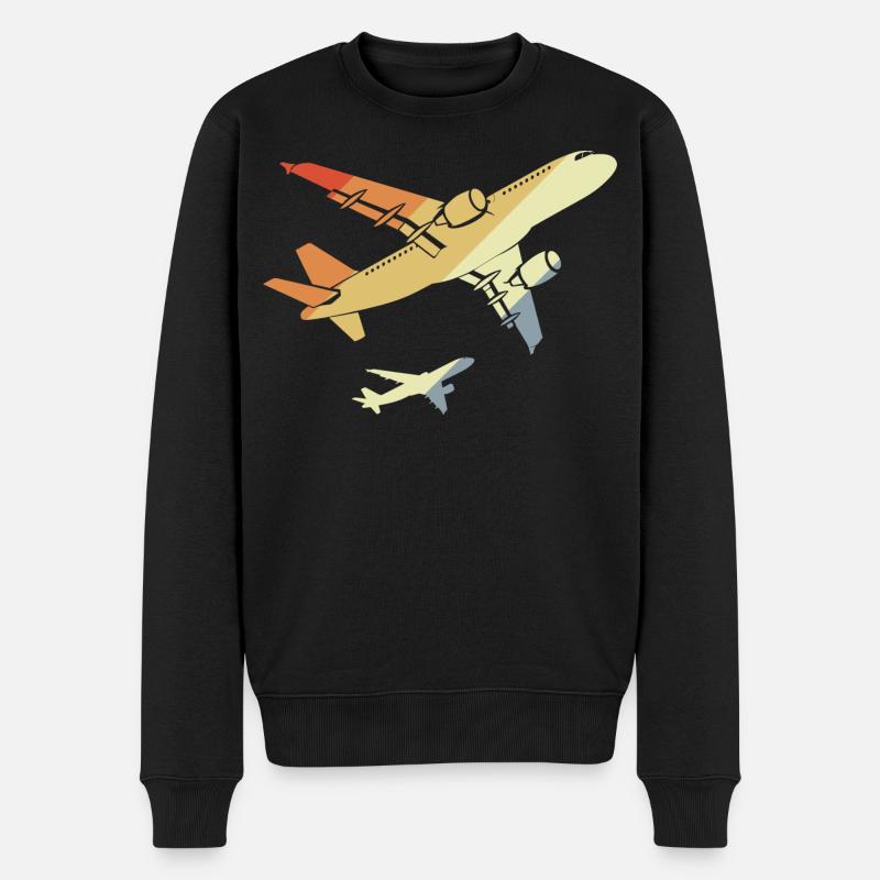 Flugzeuge Retro - Männer Premium Bio Pullover - Schwarz