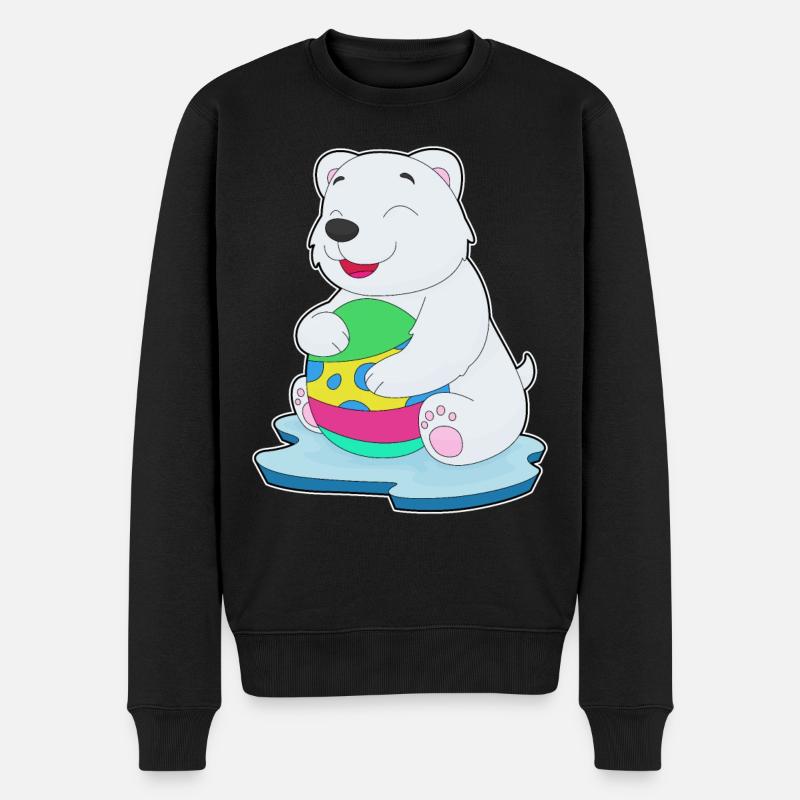 Eisbär Ostern Osterei - Männer Premium Bio Pullover - Schwarz