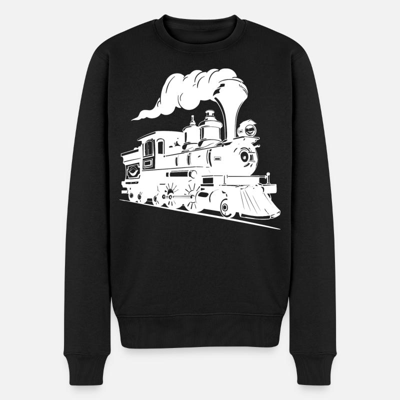 Dampflokomotive Grafik - Männer Premium Bio Pullover - Schwarz