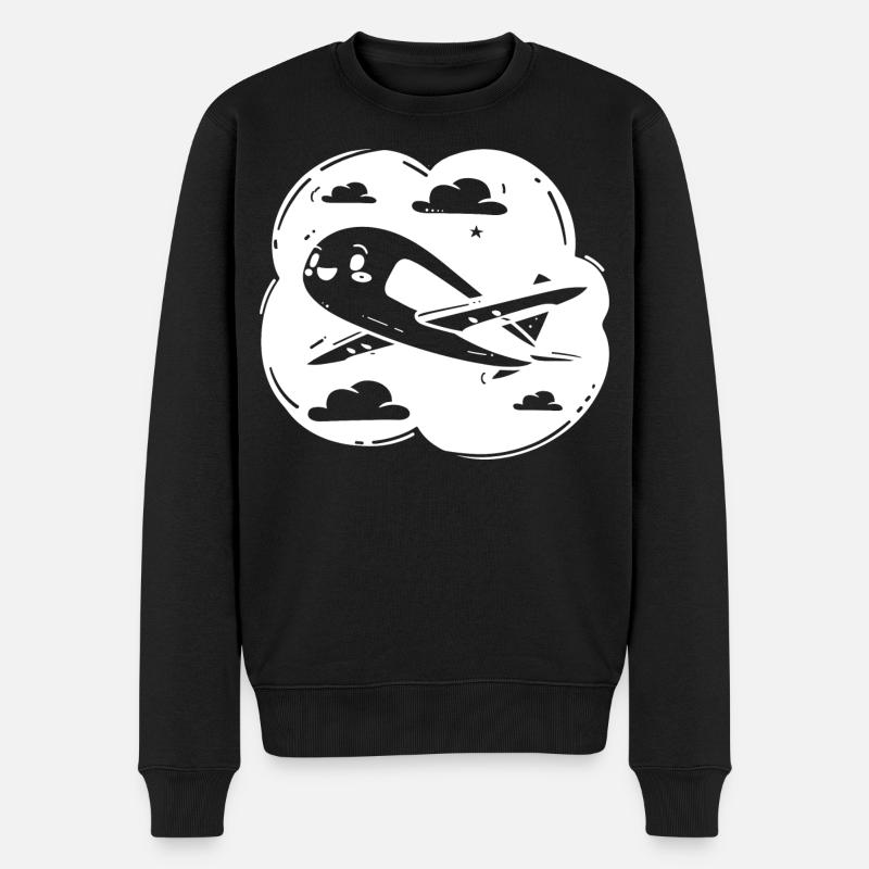 Dessin de l’avion d’hélice - Pull Premium bio Homme - noir