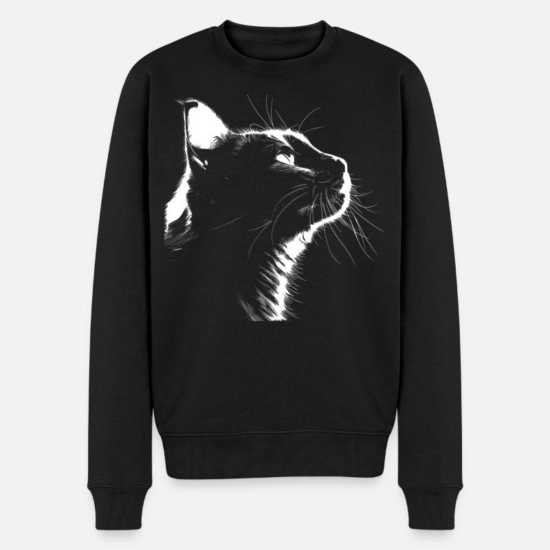 Silhouette Chat - Pull Premium bio Homme - noir