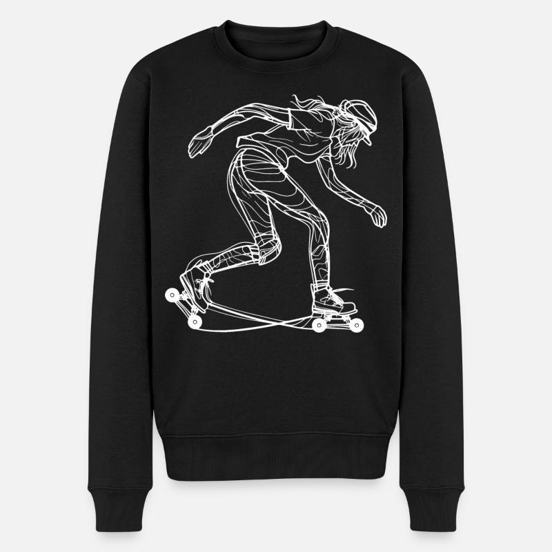 Rollschuh Mädchen - Männer Premium Bio Pullover - Schwarz