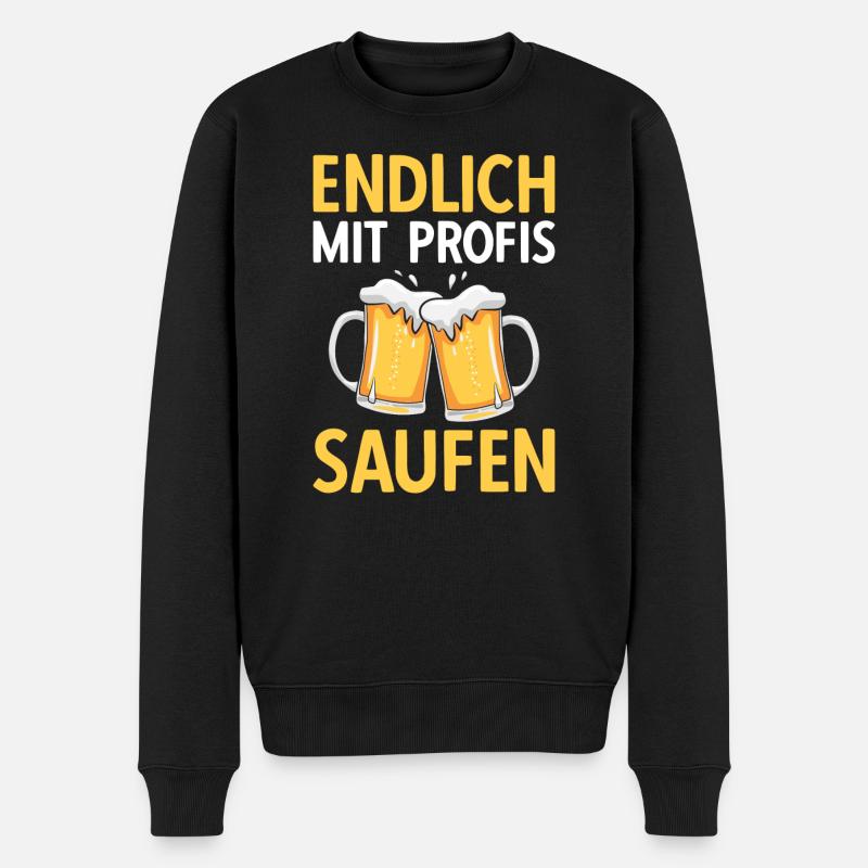 Endlich mit Profis saufen - Männer Premium Bio Pullover - Schwarz