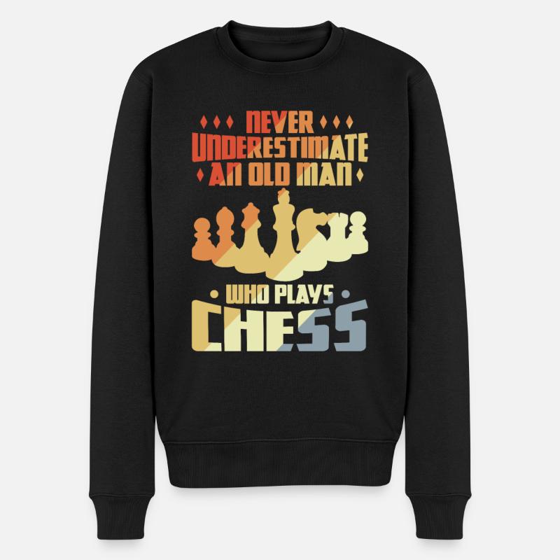 Schach Opa - Männer Premium Bio Pullover - Schwarz
