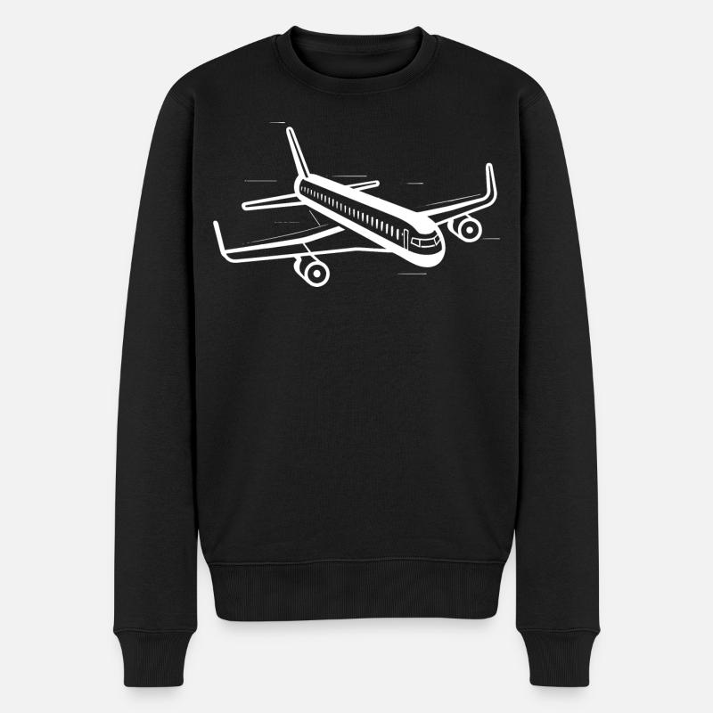 Flugzeug Zeichnung - Männer Premium Bio Pullover - Schwarz