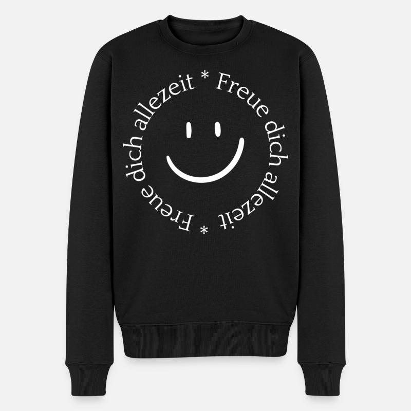 Freue dich allezeit - weiss - Männer Premium Bio Pullover - Schwarz
