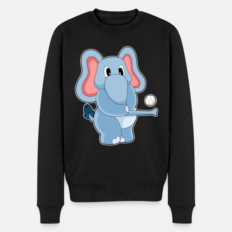 Elefant Baseball  - Männer Premium Bio Pullover - Schwarz