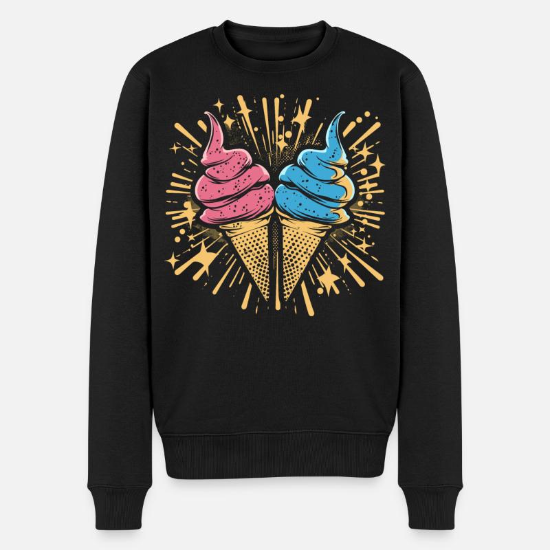 Eiscreme Cartoon Look - Männer Premium Bio Pullover - Schwarz