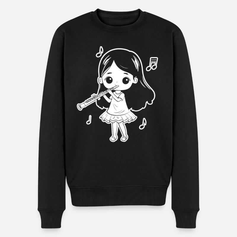 Drôle Flûte Fille Comic Look - Pull Premium bio Homme - noir