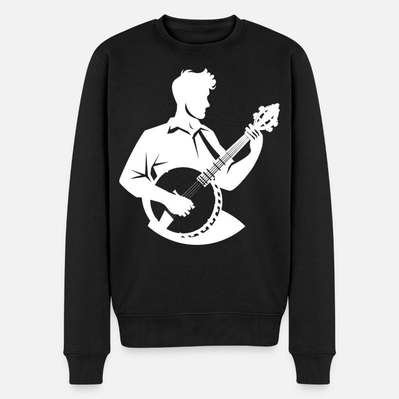Dessin d’un joueur de banjo - Pull Premium bio Homme - noir