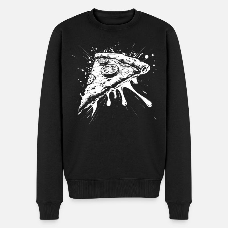 Pizza Stück Zeichnung - Männer Premium Bio Pullover - Schwarz