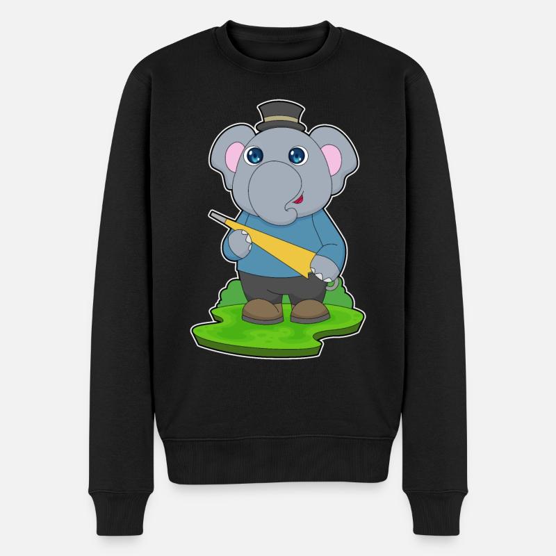Elefant Regen Regenschirm - Männer Premium Bio Pullover - Schwarz