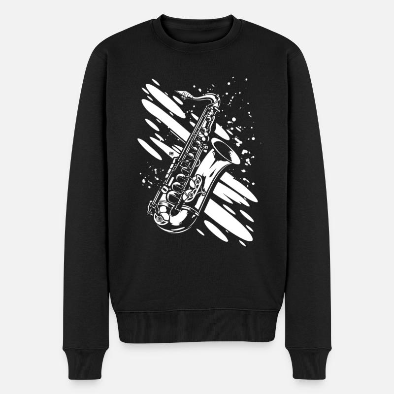 Saxophon - Männer Premium Bio Pullover - Schwarz