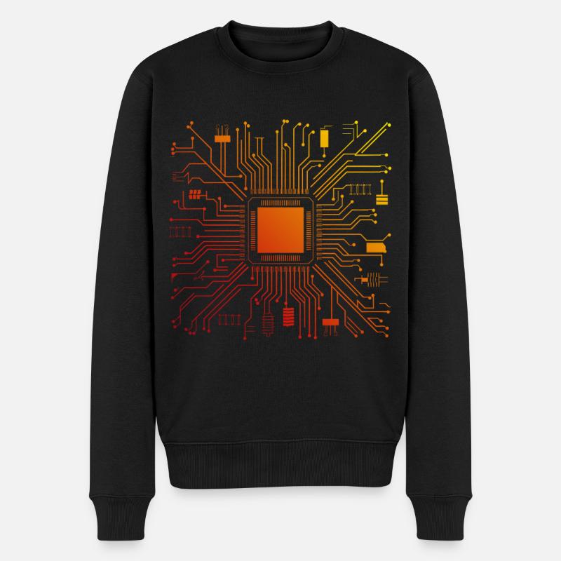 Tech Computer Motherboard Abstrakter Mikrochip - Männer Premium Bio Pullover - Schwarz