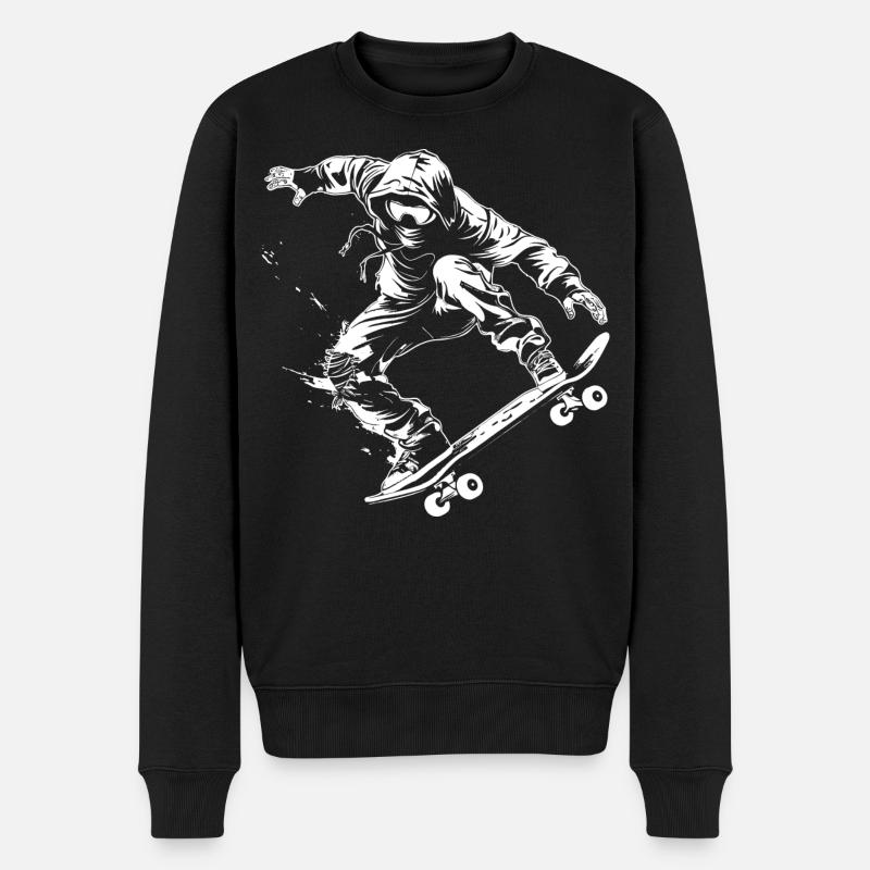 Look de dessin animé de skateur - Pull Premium bio Homme - noir