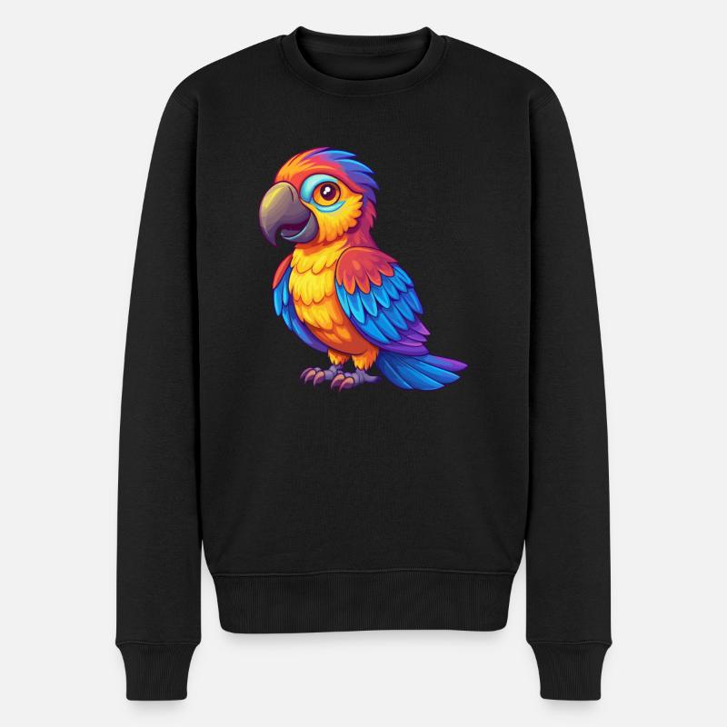 Papagei Bunte Kawaii Cartoon Figur Vogel - Männer Premium Bio Pullover - Schwarz