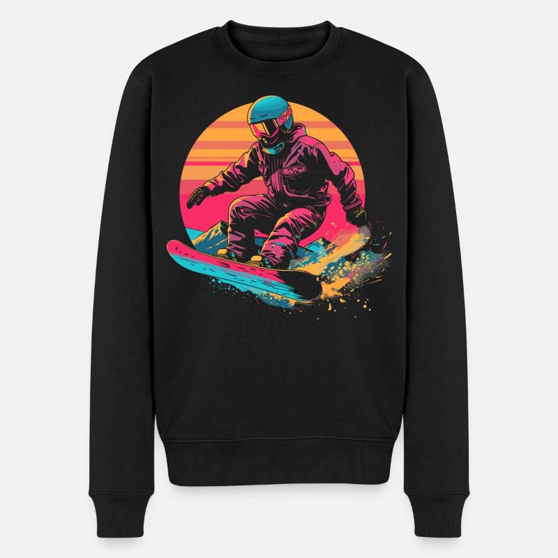 Snowboarder 80er Jahre Look - Männer Premium Bio Pullover - Schwarz