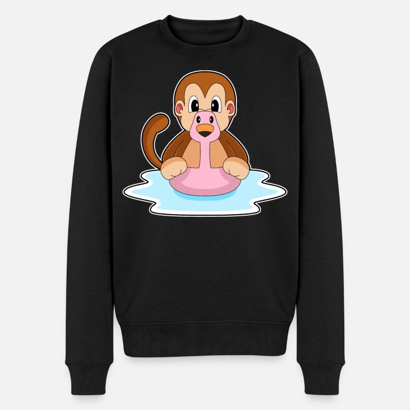 Affe Flamingo - Männer Premium Bio Pullover - Schwarz