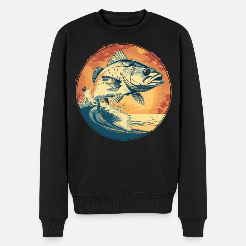 Fisch Illustration - Männer Premium Bio Pullover - Schwarz