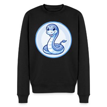Anaconda Blau Kawaii Cartoon Figur Clipart Haustier - Männer Premium Bio Pullover - Schwarz - Vorne - Nico (187cm)