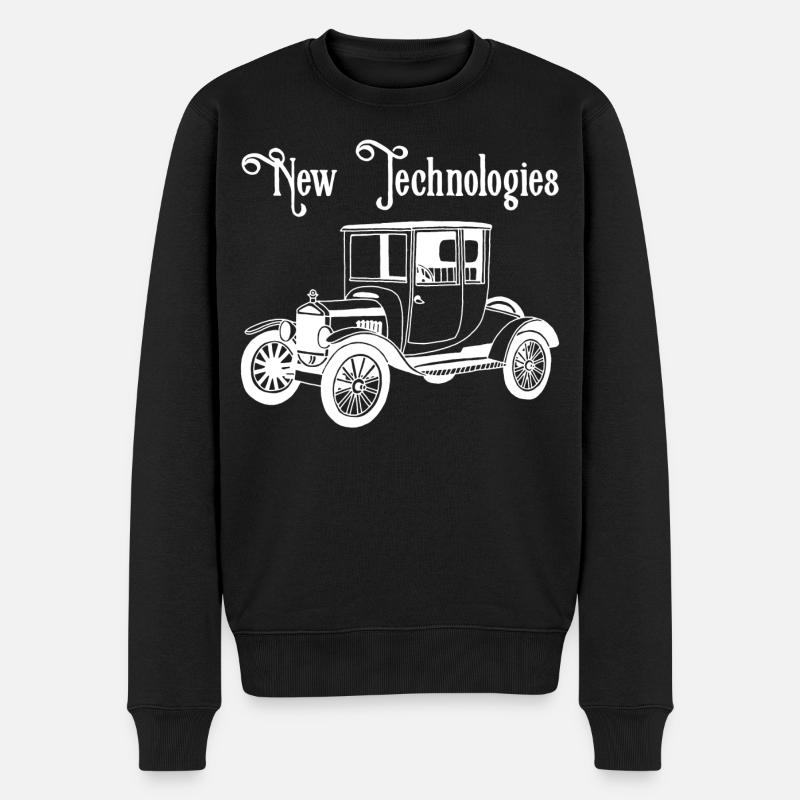 Weißes altes Oldtimer-Auto - Männer Premium Bio Pullover - Schwarz