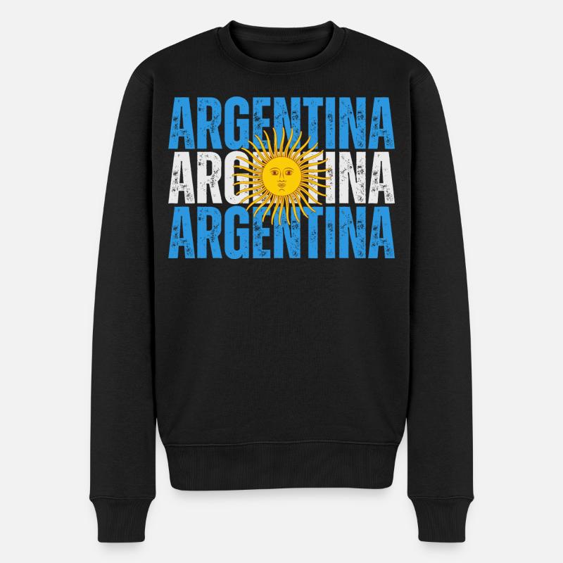 Flagge von Argentinien, Argentinischer Stolz - Männer Premium Bio Pullover - Schwarz
