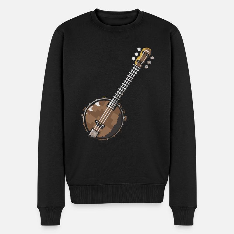 Banjo Pixel Art - Männer Premium Bio Pullover - Schwarz