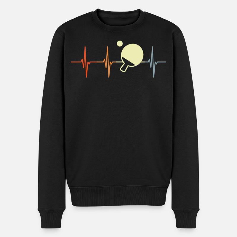 Tischtennis Herzschlag Retro - Männer Premium Bio Pullover - Schwarz