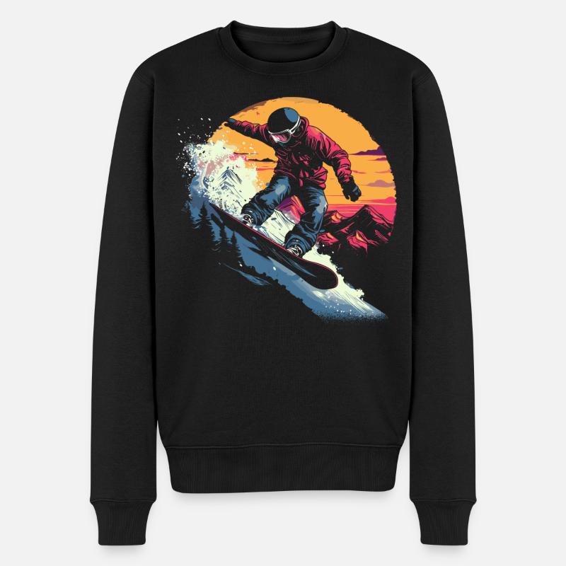 Oldschool Snowboarder - Männer Premium Bio Pullover - Schwarz