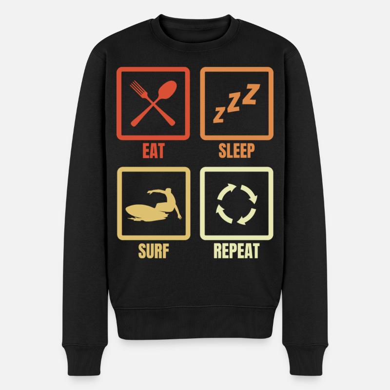 Manger Dormir Surfer Répéter - Pull Premium bio Homme - noir