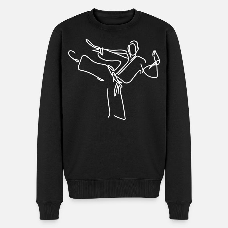 Karateka Zeichnung - Männer Premium Bio Pullover - Schwarz