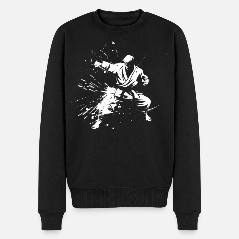 Karate Junge Zeichnung - Männer Premium Bio Pullover - Schwarz