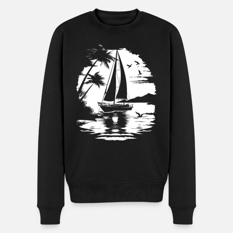 Segeln Zeichnung - Männer Premium Bio Pullover - Schwarz