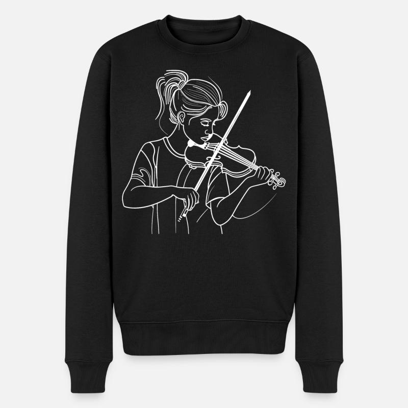 Violoniste Line Art - Pull Premium bio Homme - noir