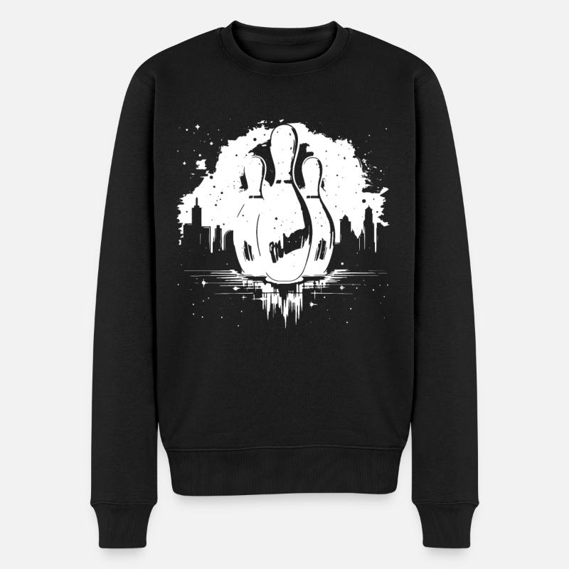 Bowling Zeichnung - Männer Premium Bio Pullover - Schwarz