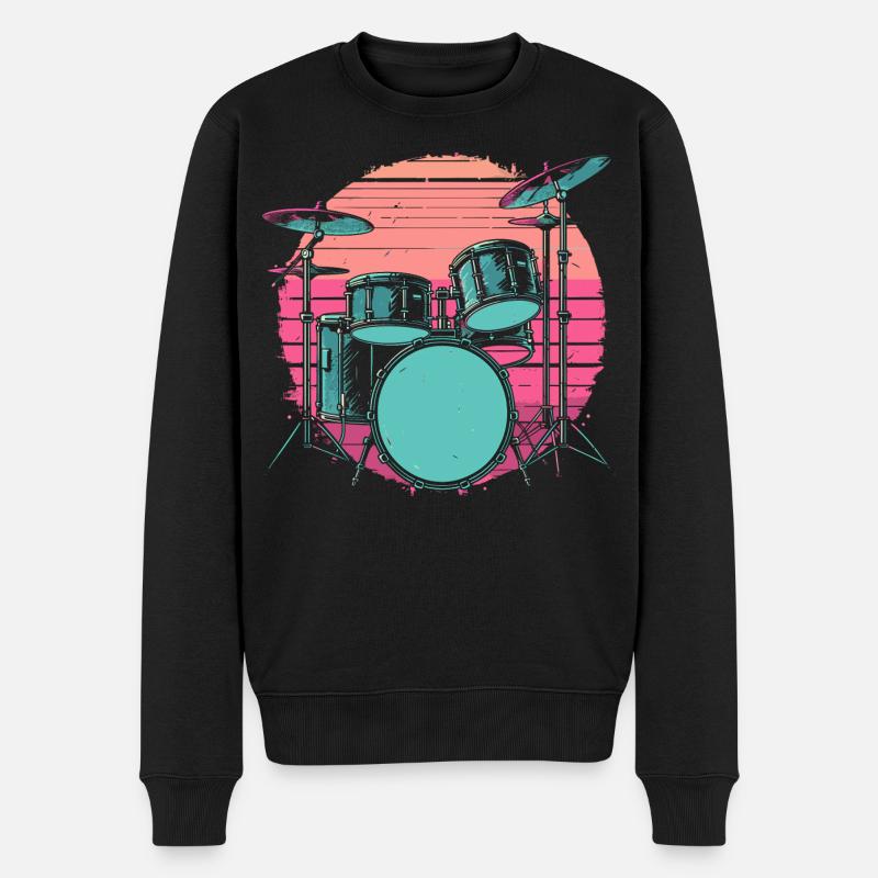 Batterie Synthwave - Pull Premium bio Homme - noir