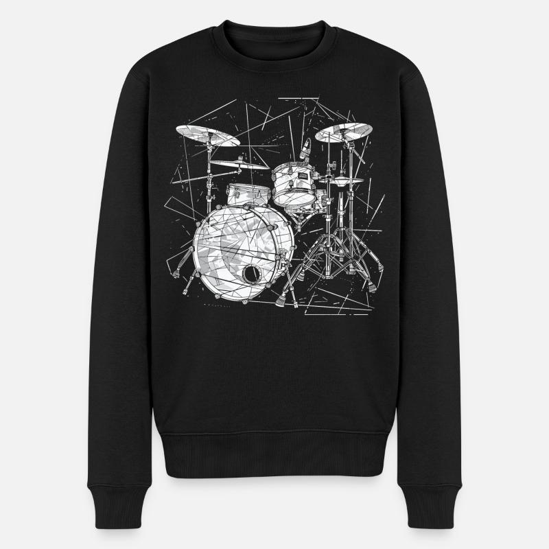 Schlagzeug Grafik - Männer Premium Bio Pullover - Schwarz