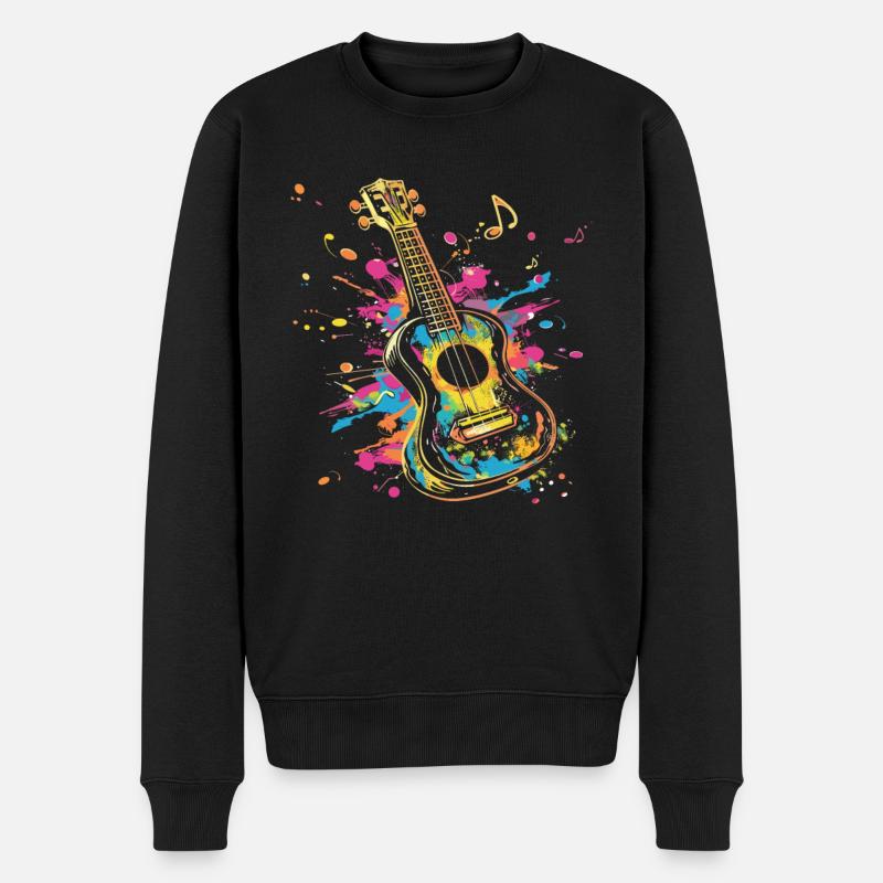 Ukulele Streetart - Männer Premium Bio Pullover - Schwarz