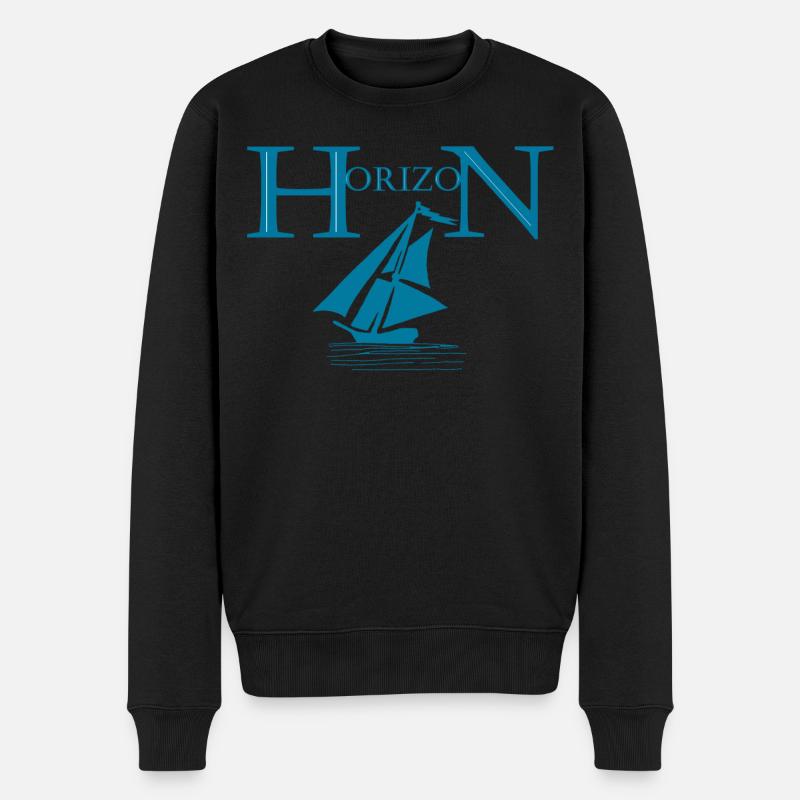Boot und Horizont - Männer Premium Bio Pullover - Schwarz